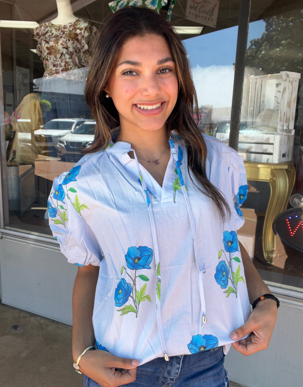 Sky Blue Floral Top