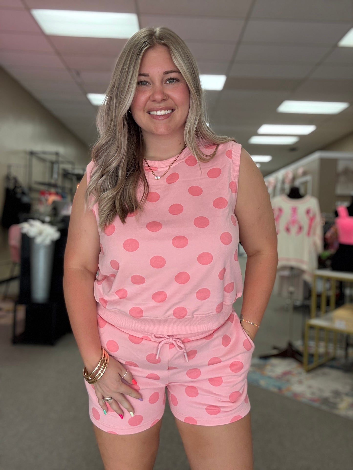 Polkadot Set | Sleeveless Pink