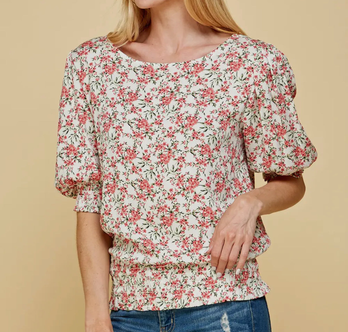 Smocked Waist Floral Top