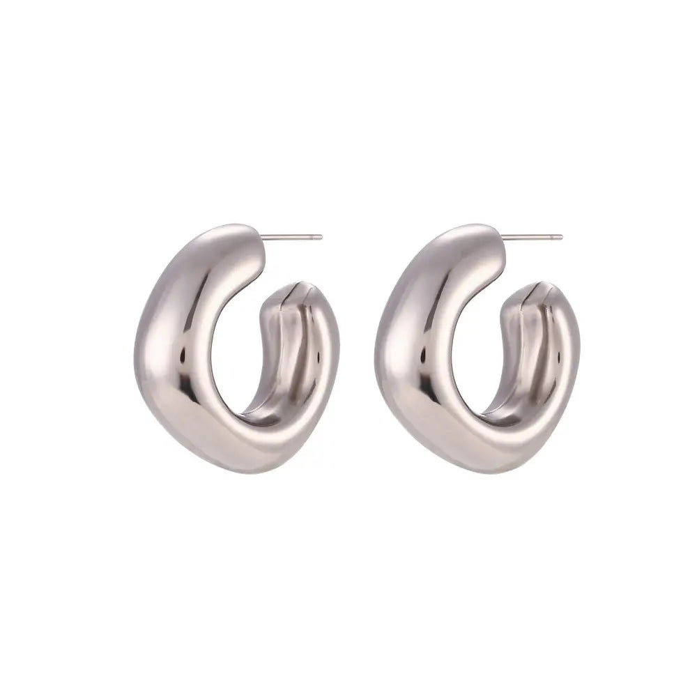 18k Stainless Steel Hoops | Silver