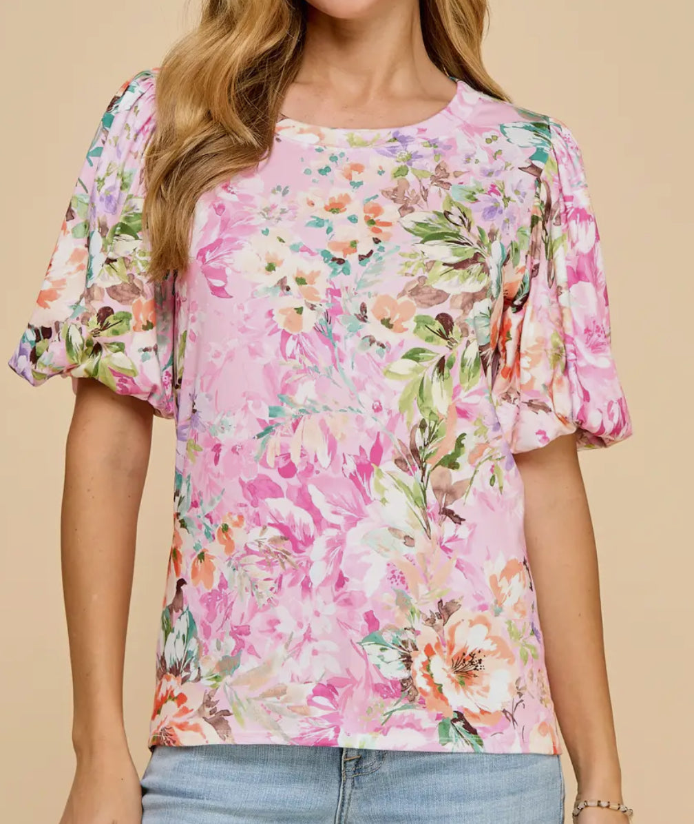 Floral Puff Sleeve Top