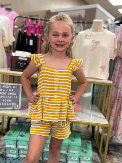 Girls Striped Set | Yellow