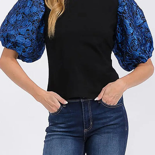 Blue Puff Sleeve Top