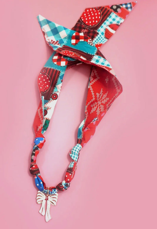 Scarf Necklace | Blue & Red
