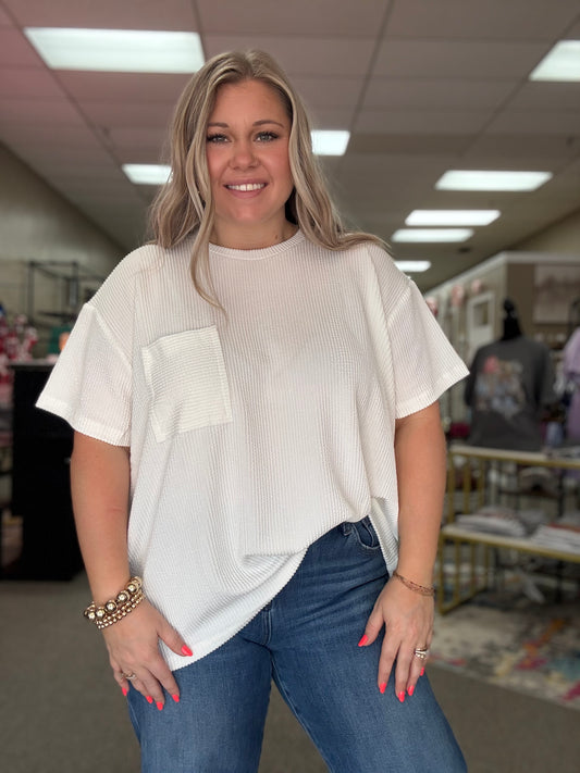 Ribbed Tee | White