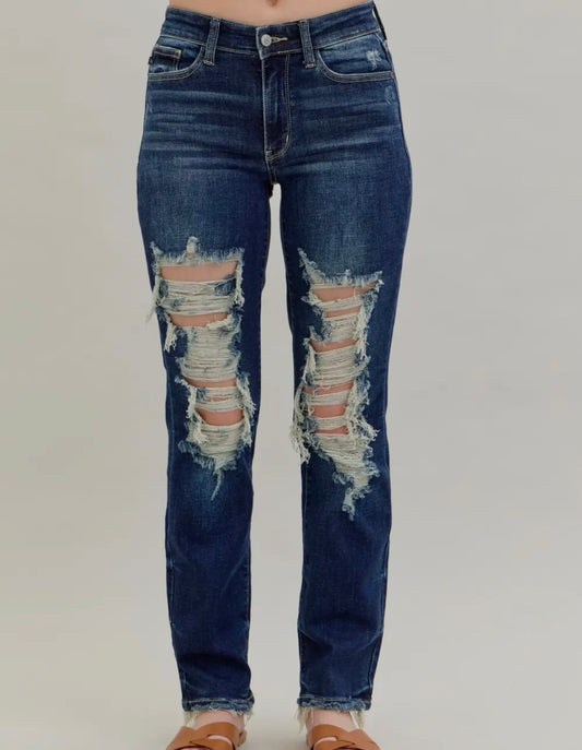 Judy Blue Heavy Destroy Straight Jeans