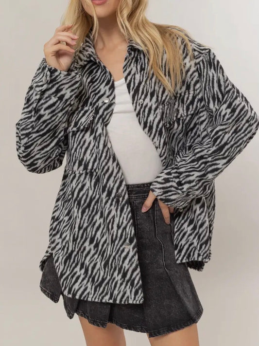 Zebra Print Oversized Shacket