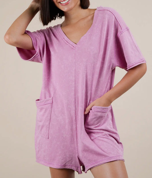 Oversized Knit Romper | Orchid