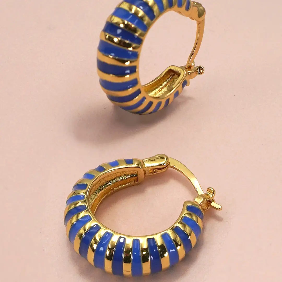Enamel Hoop Earrings | Blue