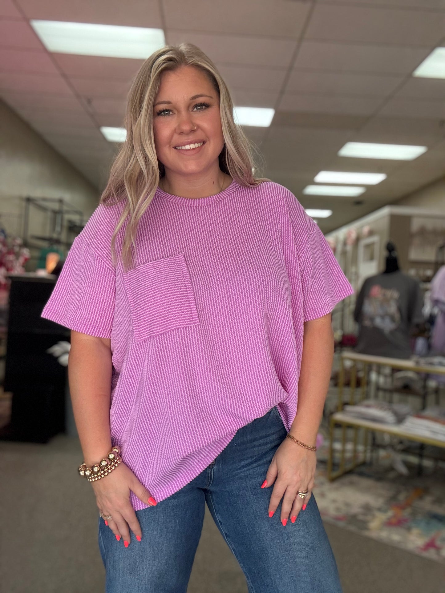 Ribbed Tee | Violet