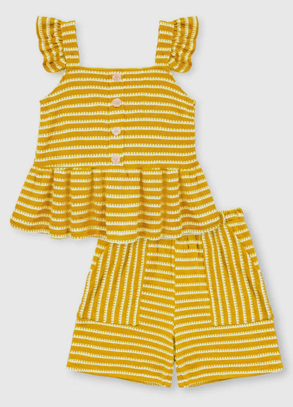 Girls Striped Set | Yellow