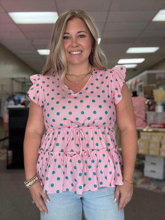 Polkadot VNeck Top