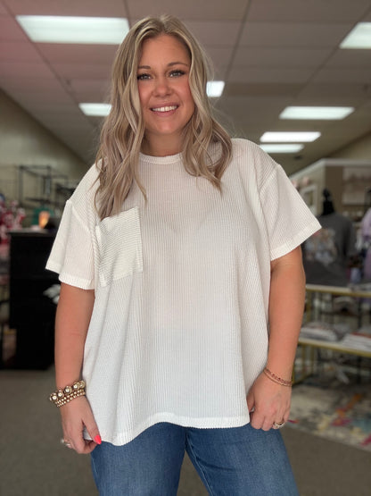 Ribbed Tee | White