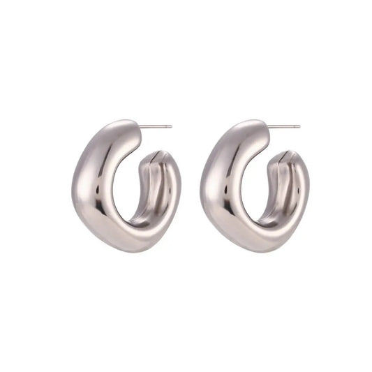 18k Stainless Steel Hoops | Silver